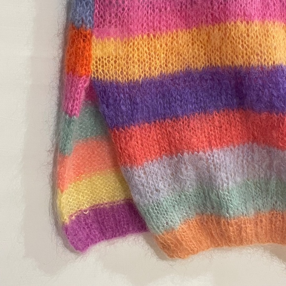 Rose Carmine Mohair Blend Rainbow Knit Sweater Vest Fairy  Boho S/M Whimsica - Picture 8 of 14